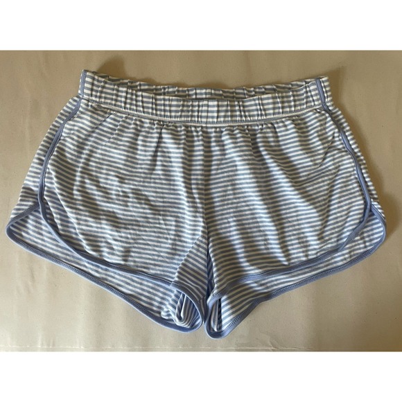 LAKE Pima Cotton Shorts XS Pajama Bottom Hydrangea Blue White Stripe Lounge - Picture 1 of 6